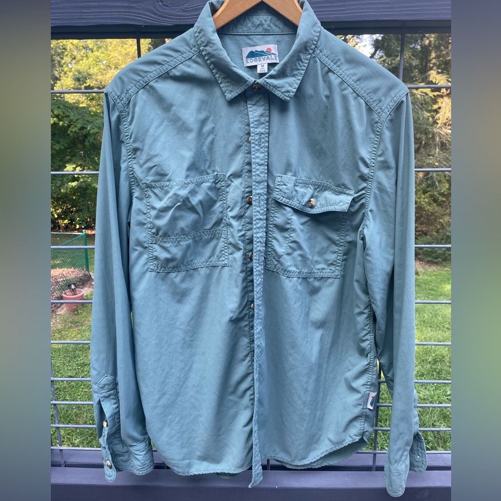 Edgevale long sleeve button up moisture wicking sage green Made In USA